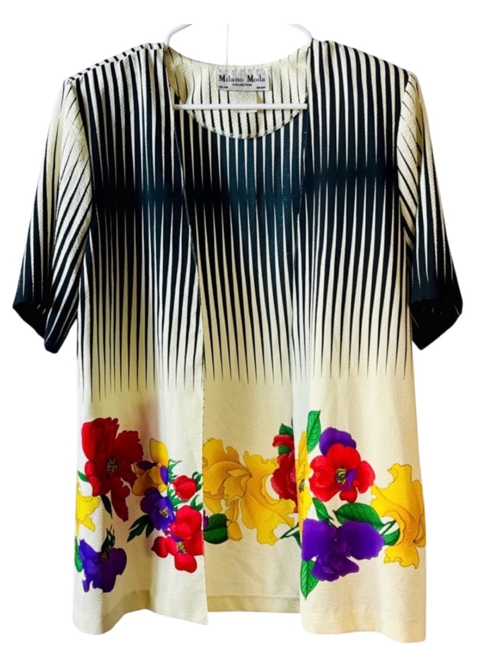 Vintage Milano Moda Rayon/Acetate Open‎ Cardigan Shoulder Pads size L